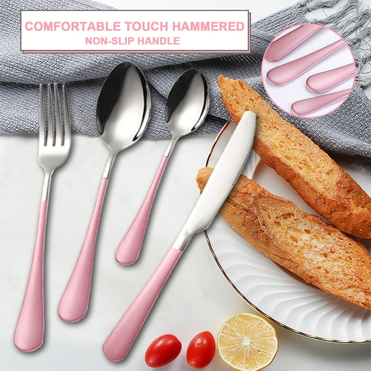 24 Pieces Silverware Set, Stainless Steel Cutlery Set with Holder