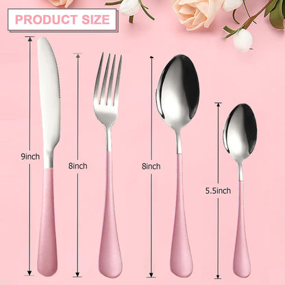24 Pieces Silverware Set, Stainless Steel Cutlery Set with Holder