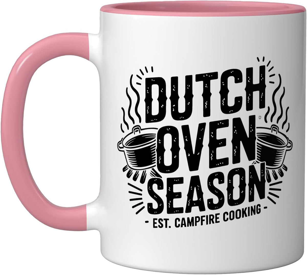 Dutch Oven Steam Season Baker Graphic Art Baking Ceramic Mug, Pink/White
