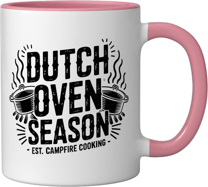 Dutch Oven Steam Season Baker Graphic Art Baking Ceramic Mug, Pink/White