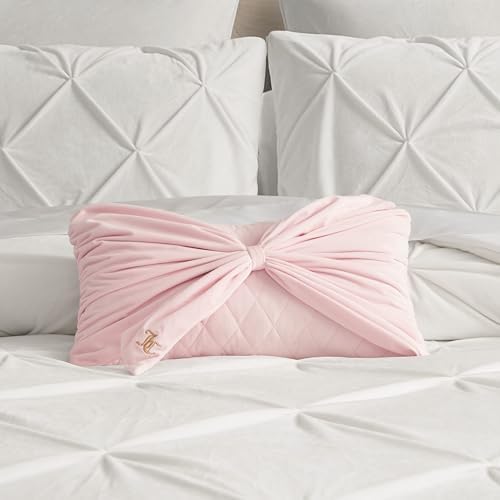 Velvet Bow Designer Decorative Pillow - 10"x18", Light Pink