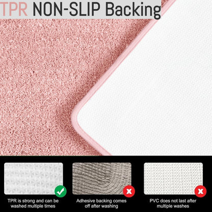 YHF Bathroom Rug Set 2Piece, Thick &Soft Microfiber Shaggy, U Shaped Contour, Machine Washable Bath Mats, Absorbent Bath Rugs, Non-slip Rubber Backing Bath Mat for Bathroom Floor, Tub and Shower, Pink