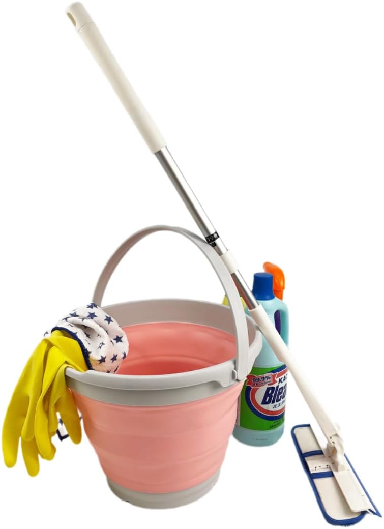 10L (2.6 Gallon) Collapsible Plastic Bucket (Grey/Quartz Pink, 1)