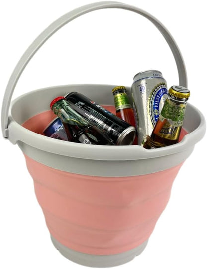 10L (2.6 Gallon) Collapsible Plastic Bucket (Grey/Quartz Pink, 1)