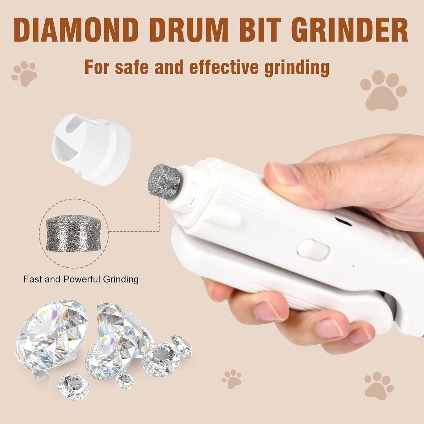 2-in-1 Dog Nail Grinder &Dog Nail Clippers with Light，Cat Nail Clippers ，Ultra-Quiet, USB Rechargeable, Multiple Grinding Methods, and Splash Guard for Large Medium Small Dogs Cats Pets(Pink)