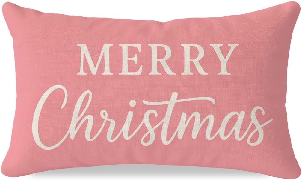 Christmas Pillow Covers 12x20 Inch, Blush Pink