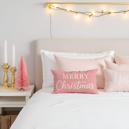 Christmas Pillow Covers 12x20 Inch, Blush Pink