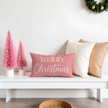 Christmas Pillow Covers 12x20 Inch, Blush Pink