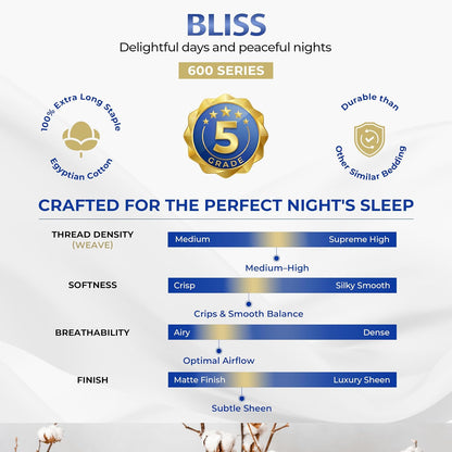 100% Egyptian Cotton Pillow Cases Queen Size Set of 2 - Luxury 600 Series Bliss Collection Queen Pillow Cases (Blush), Soft Cooling Hotel Cotton Pillowcases, Sateen Finish