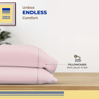 100% Egyptian Cotton Pillow Cases Queen Size Set of 2 - Luxury 600 Series Bliss Collection Queen Pillow Cases (Blush), Soft Cooling Hotel Cotton Pillowcases, Sateen Finish