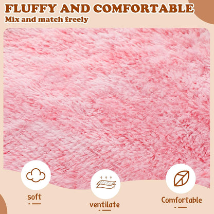 6 Pcs Fluffy Throw Pillow Covers Faux Fur, Pink