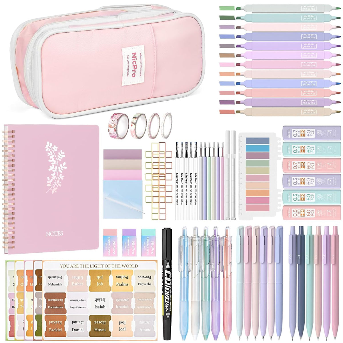 Bible Journaling Kit, 76PCS Bible Study Supplies with Case for Women