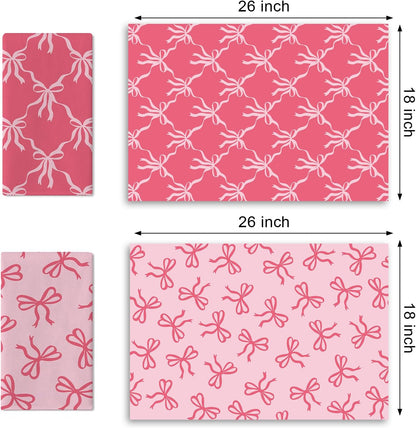 Pink Bow Kitchen Dish Towels Set of 2, Coquette Ribbon Preppy Drying