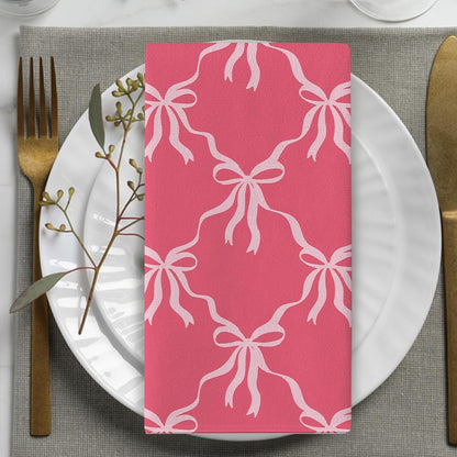 Pink Bow Kitchen Dish Towels Set of 2, Coquette Ribbon Preppy Drying