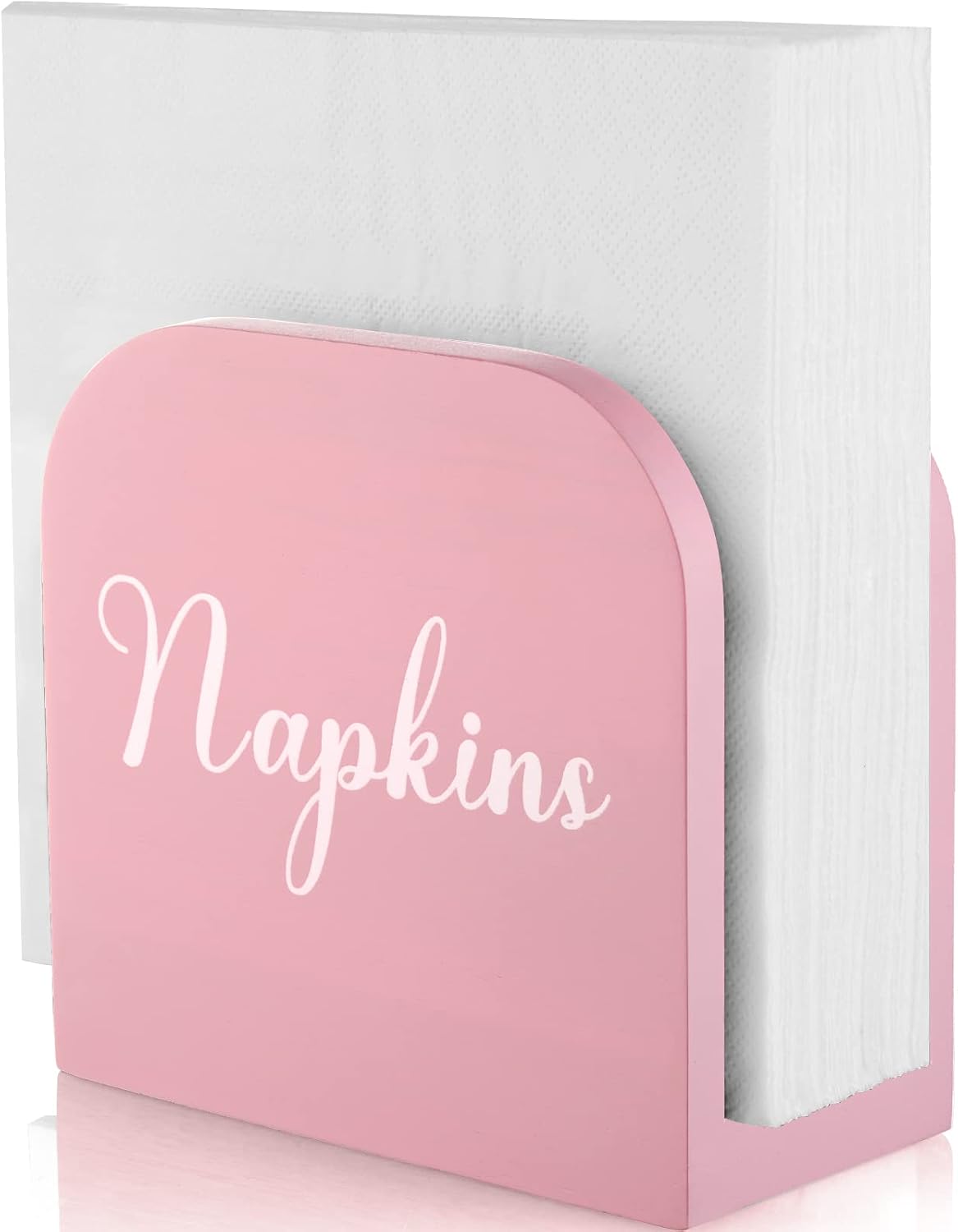 Pink Napkin Holder for Table - Wooden Napkin Holders for Kitchen - Pink Kitchen Decor and Accessories for Dining Room Table - Wood Napkin Dispenser