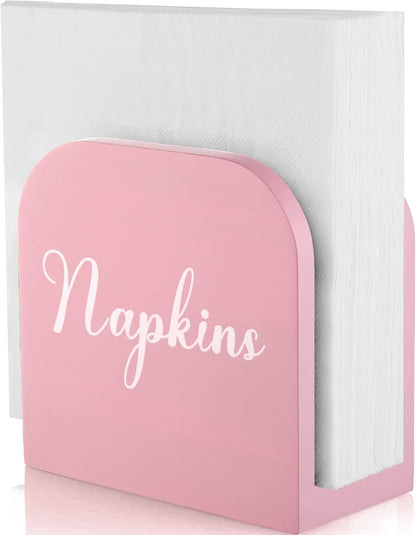 Pink Napkin Holder for Table - Wooden Napkin Holders for Kitchen - Pink Kitchen Decor and Accessories for Dining Room Table - Wood Napkin Dispenser