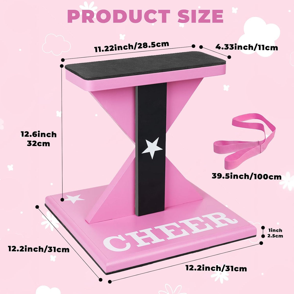 Cheer Flyer Stunt Training Stand with Non-Slip Pads & Flexibility Band