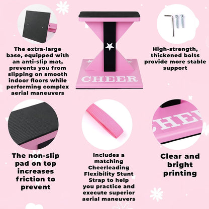 Cheer Flyer Stunt Training Stand with Non-Slip Pads & Flexibility Band