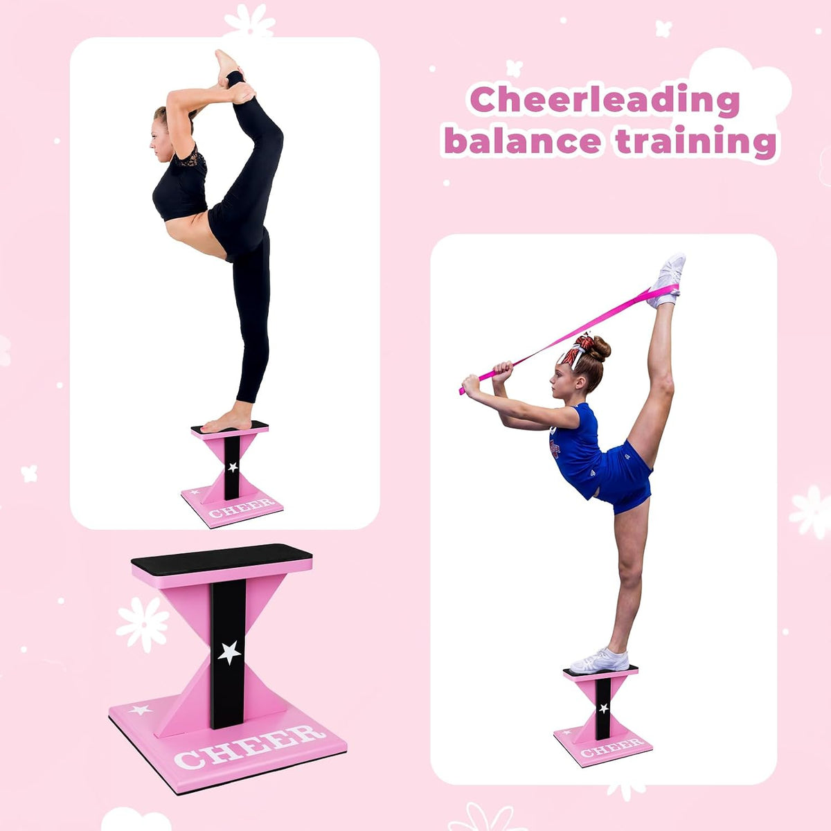 Cheer Flyer Stunt Training Stand with Non-Slip Pads & Flexibility Band