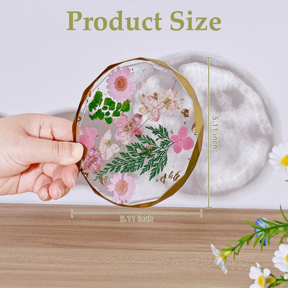 Resin Coaster with Real Dried Flowers, Pink