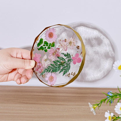 Resin Coaster with Real Dried Flowers, Pink