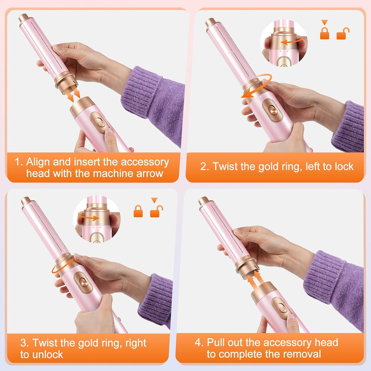 5 in 1 Blow Dryer Brush Set, Upgrade Hair Dryer & Blow Dryer Brush & Air Curling Wrap & Paddle Brush, Detachable Hot Air Brush Styling Tools, High Speed Travel Hair Volumizer Straightener Curler Pink