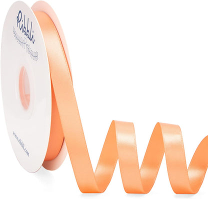 Peach Satin Ribbon Double Faced Satin 1/2 inch x Continuous 50 Yards-Peach Ribbon for Gift Wrapping Crafts Wedding Decoration Bows Bouquet Floral Arrangement