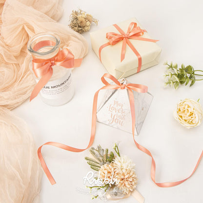Peach Satin Ribbon Double Faced Satin 1/2 inch x Continuous 50 Yards-Peach Ribbon for Gift Wrapping Crafts Wedding Decoration Bows Bouquet Floral Arrangement