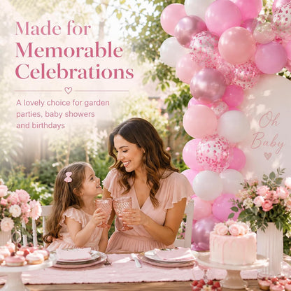 Pink and White Balloons, 12 Inch Pink White Metallic Chrome Pink Confetti