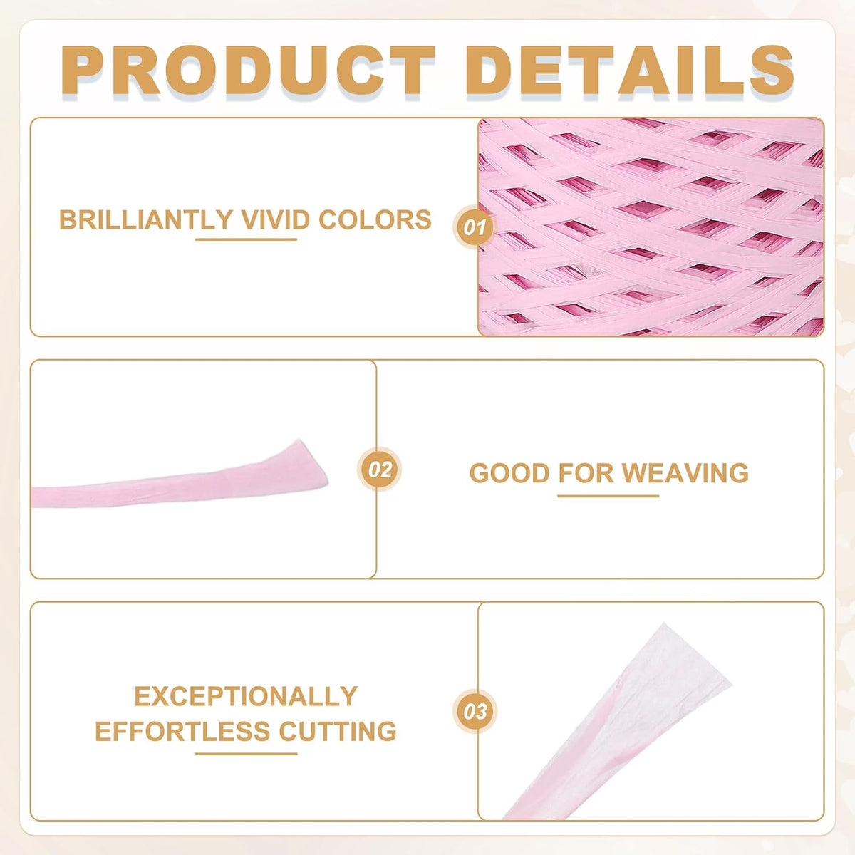 Raffia Paper Craft Ribbon 200m/656ft Raffia Ribbon String Kraft Packing for Gift Wrapping, Crafting Supplies (Pink)