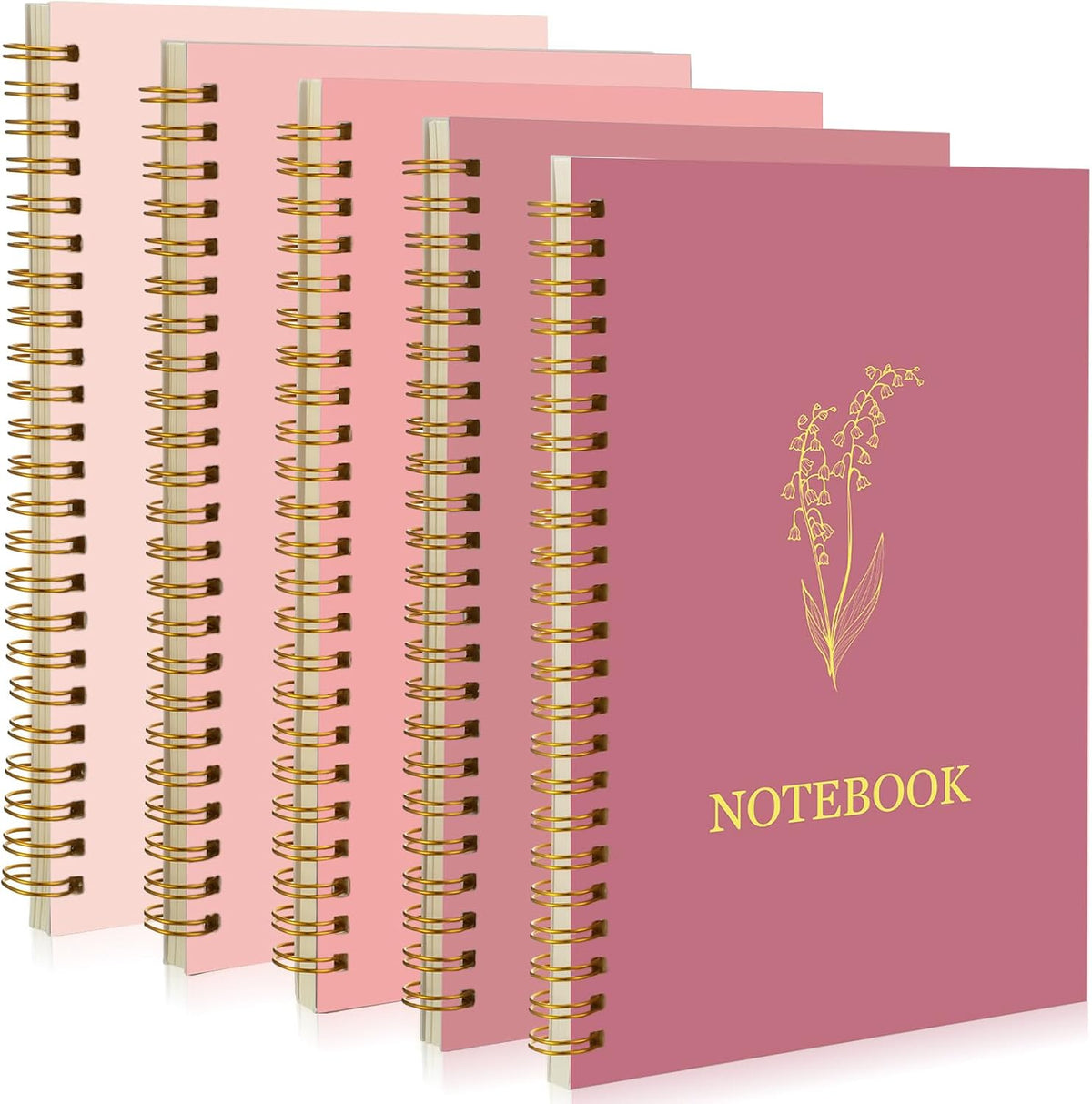 5 Pack Spiral Notebook Aesthetic School Supplies A5 Wide Ruled 160 Pages/ 80 Sheets Cute Notebook for Work Students School Office Supplies(Gradient Pink,Classic)