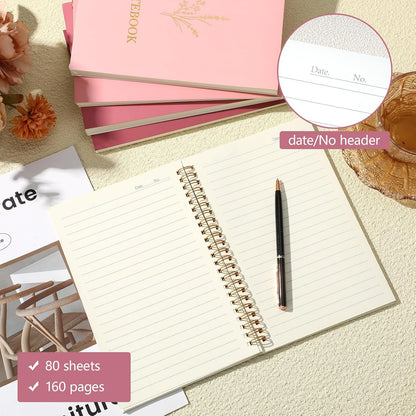5 Pack Spiral Notebook Aesthetic School Supplies A5 Wide Ruled 160 Pages/ 80 Sheets Cute Notebook for Work Students School Office Supplies(Gradient Pink,Classic)