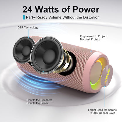 Wireless Portable Bluetooth Speaker, IPX7 Waterproof, Gift - Pink