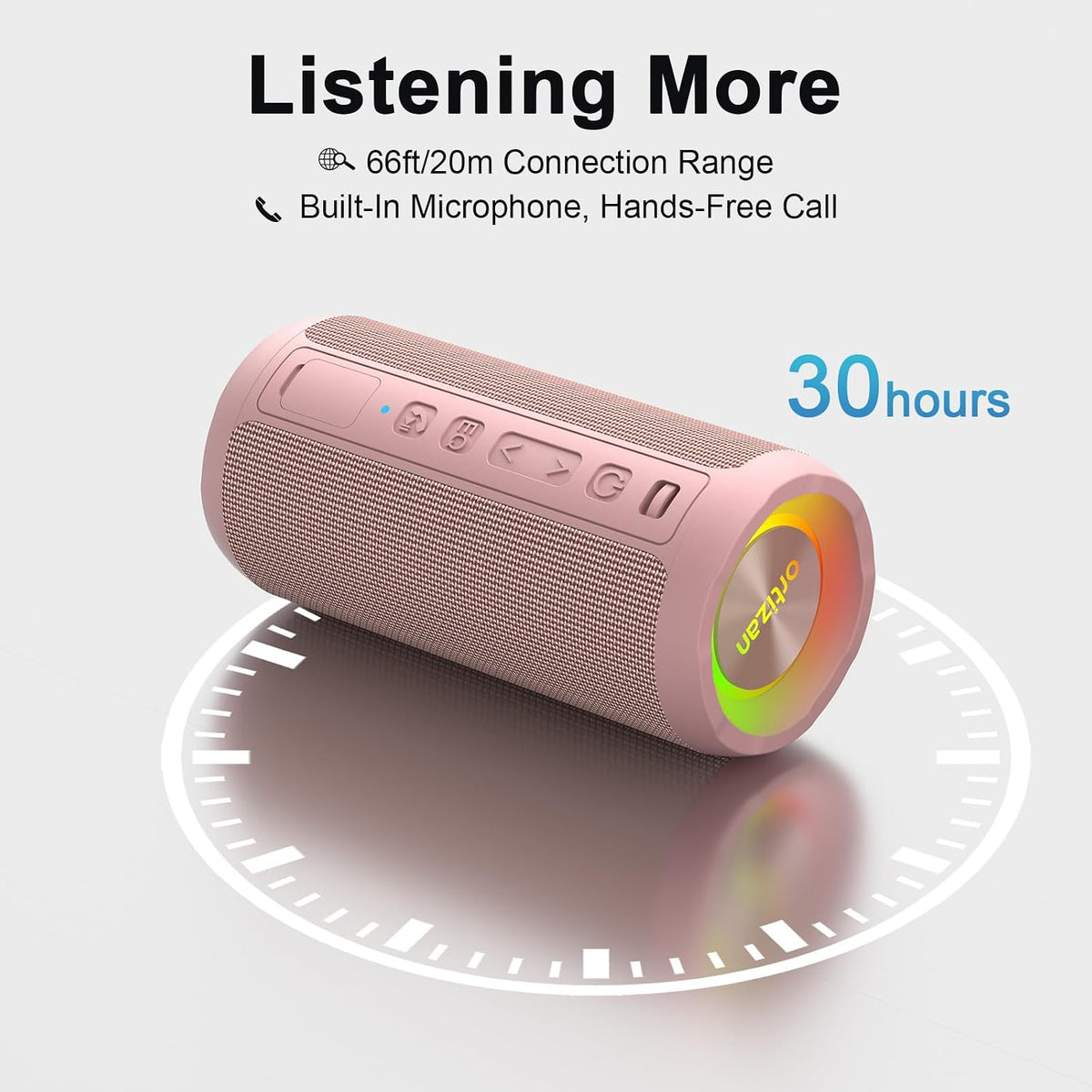 Wireless Portable Bluetooth Speaker, IPX7 Waterproof, Gift - Pink