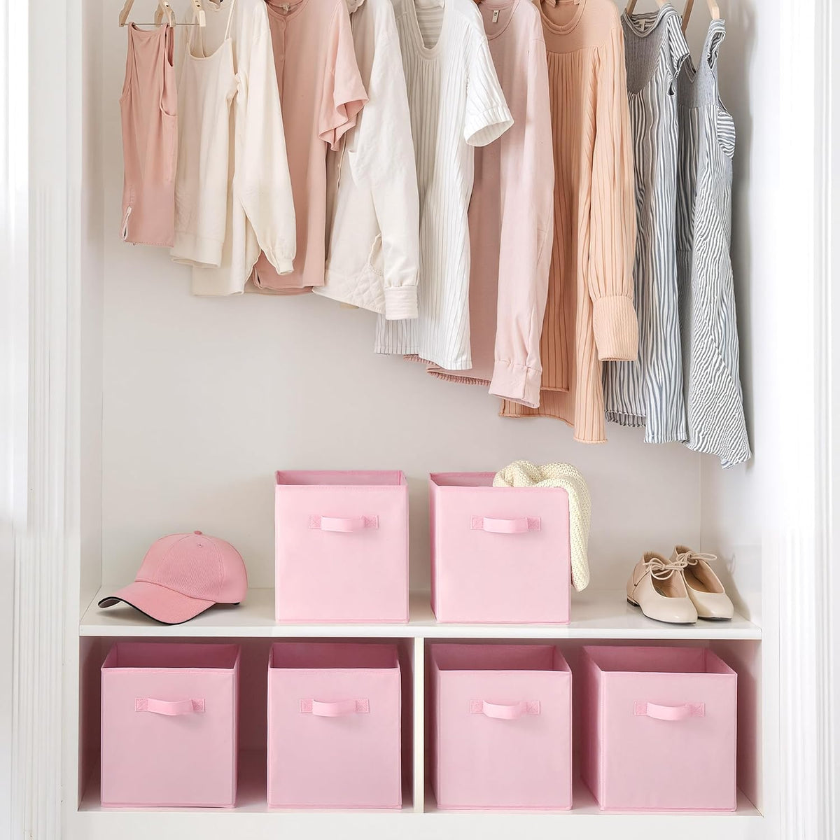 6-Pack 11x11 Storage Cubes, Cube Storage Organizer, Pink