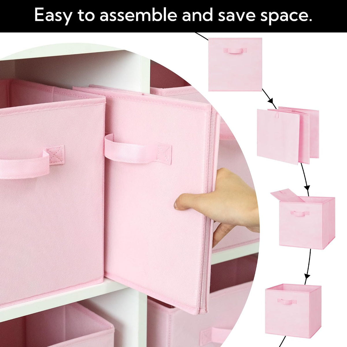 6-Pack 11x11 Storage Cubes, Cube Storage Organizer, Pink