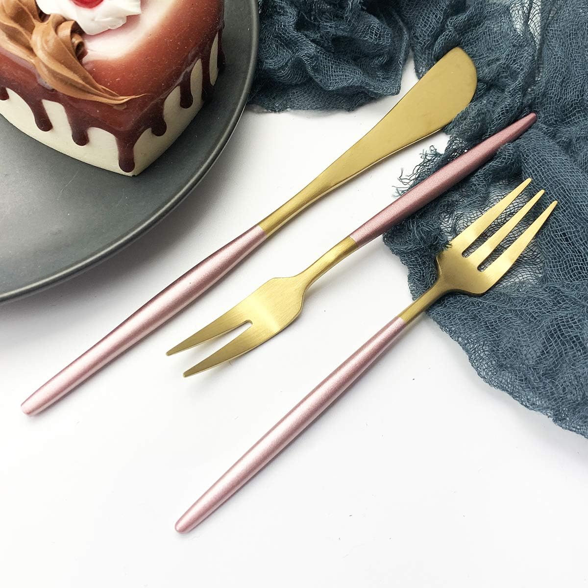 18/10 Stainless Steel Butter Knife, Set of 6, Butter Spreader,Serve Your Butter, Breakfast Spreads,Cheese and Condiments. Dishwasher Safe (Pink gold)
