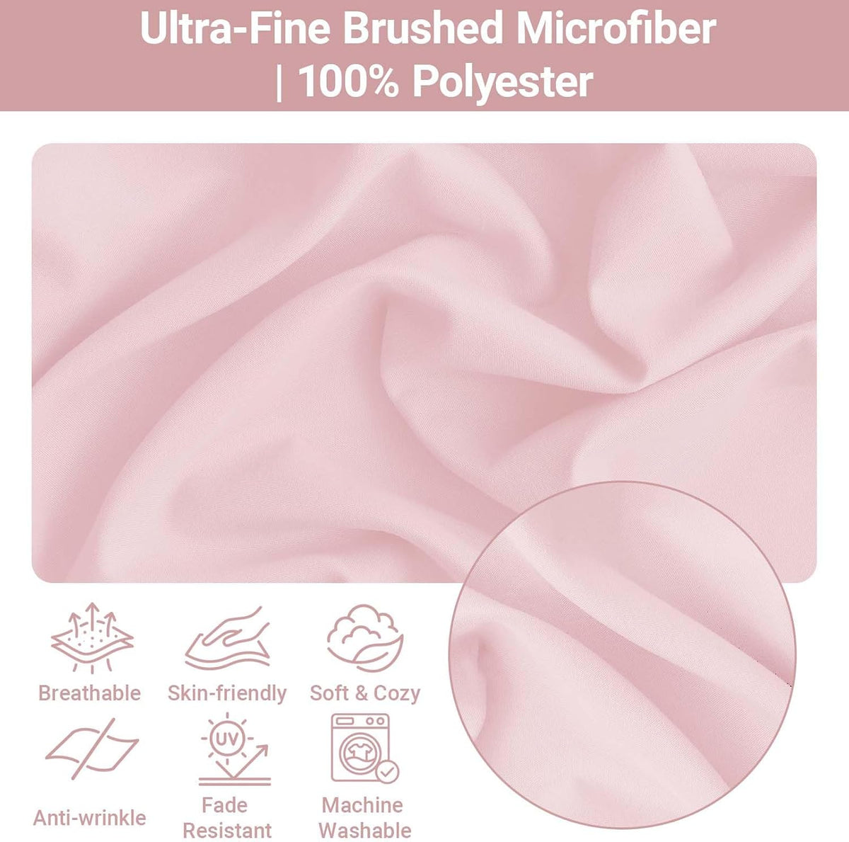 Set of 2 Brushed Microfiber Ruffle Pillow Cases Standard Size Pink