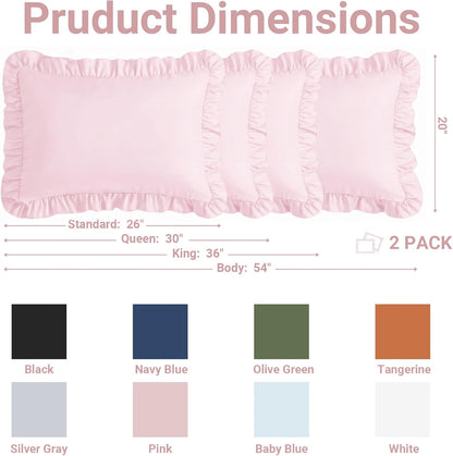 Set of 2 Brushed Microfiber Ruffle Pillow Cases Standard Size Pink