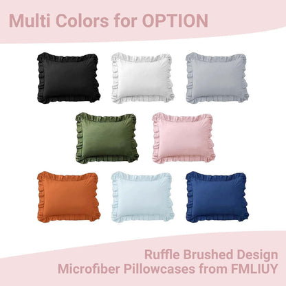 Set of 2 Brushed Microfiber Ruffle Pillow Cases Standard Size Pink