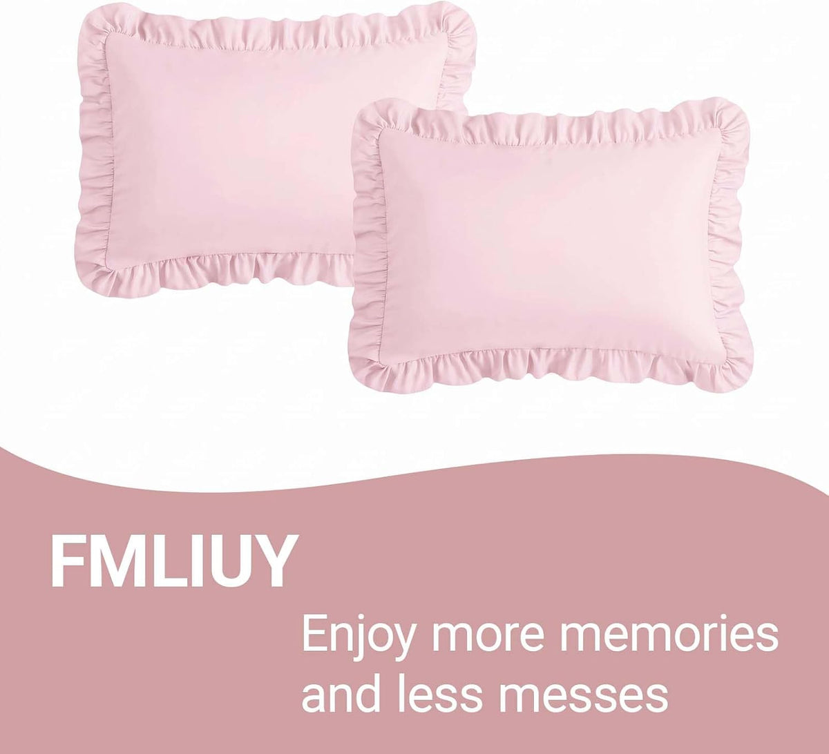 Set of 2 Brushed Microfiber Ruffle Pillow Cases Standard Size Pink