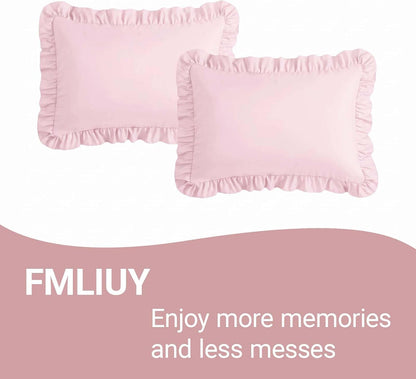 Set of 2 Brushed Microfiber Ruffle Pillow Cases Standard Size Pink