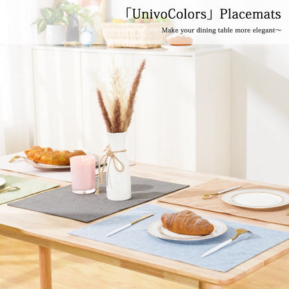 Set of 6 Faux Linen Placemats, Heat-Resistant & Easy-to-Clean,13"x19"for Dining Table, Kitchen, Holiday Meals (Pink)
