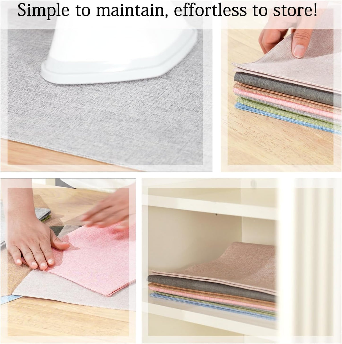 Set of 6 Faux Linen Placemats, Heat-Resistant & Easy-to-Clean,13"x19"for Dining Table, Kitchen, Holiday Meals (Pink)