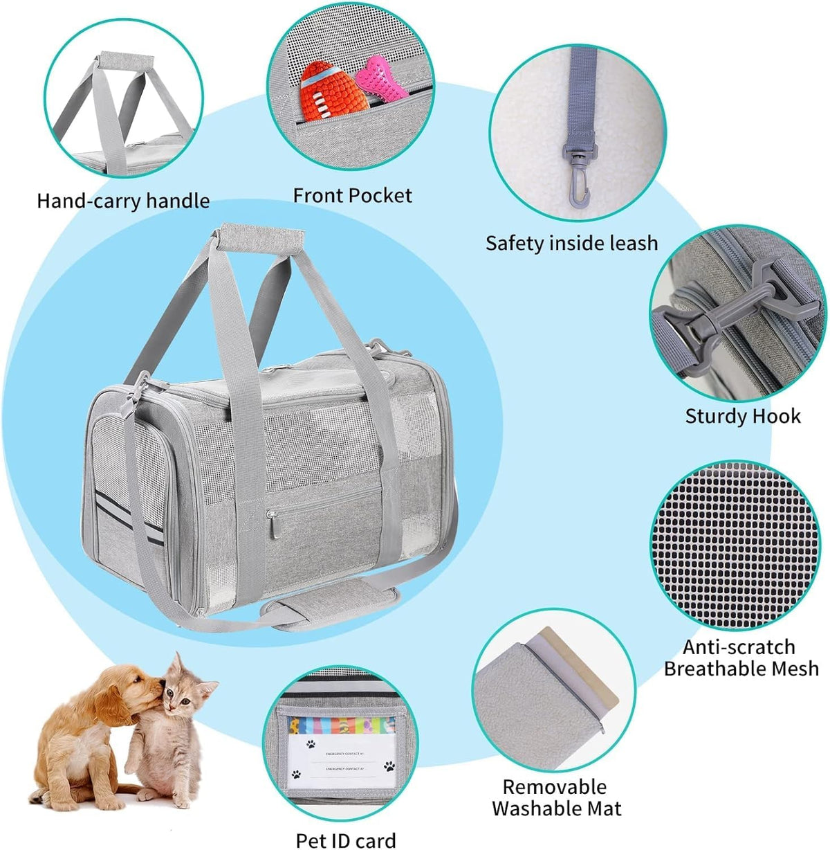 Cat Carrier Pet Carriers Airline Approved for Small Dogs Kitten Carriers for Small Medium Cats Under 15lb, Collapsible Soft Sided TSA Approved Travel Carrier, Pink