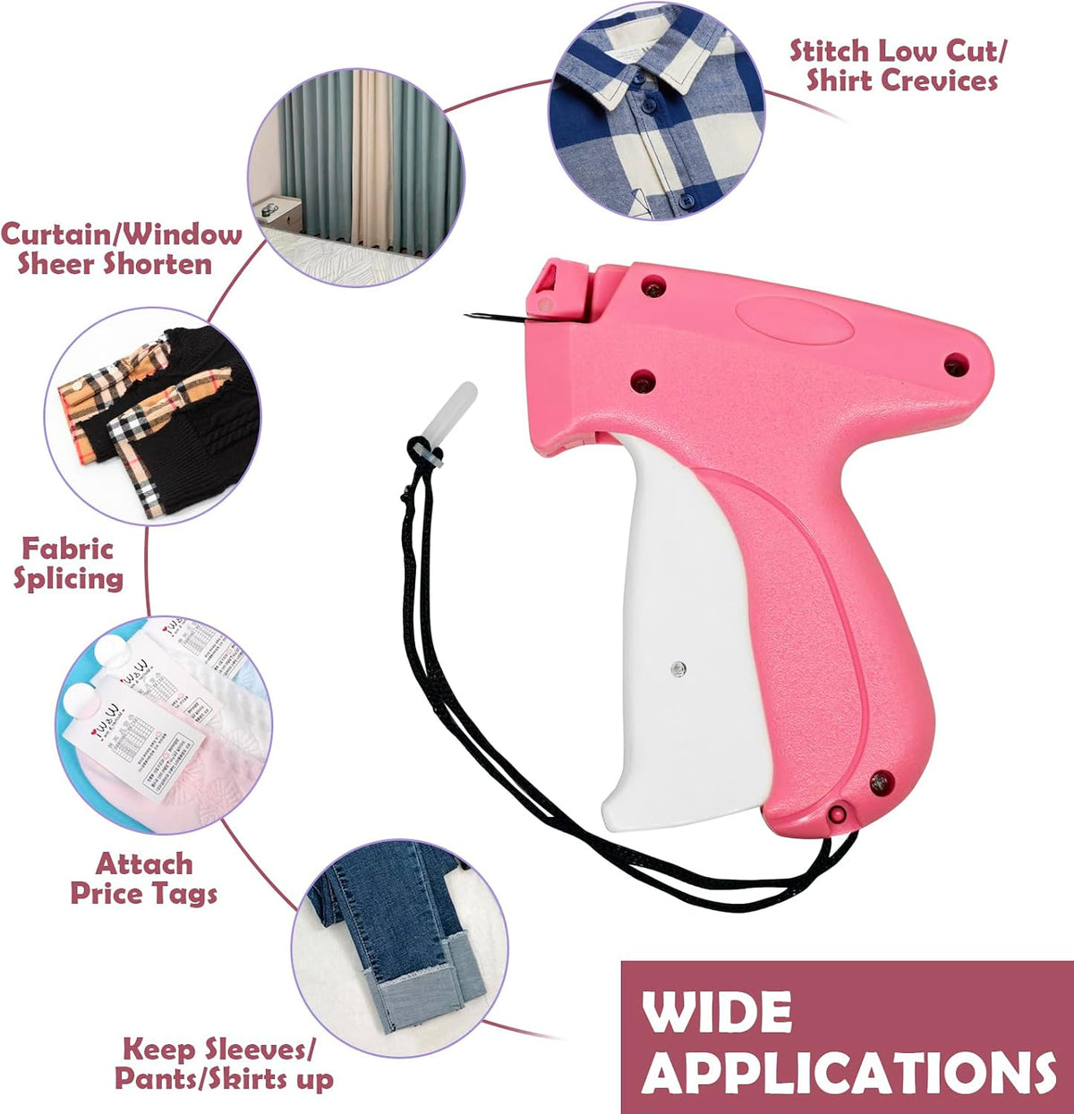 Portable Handheld Stitch Gun for Clothes, Pink
