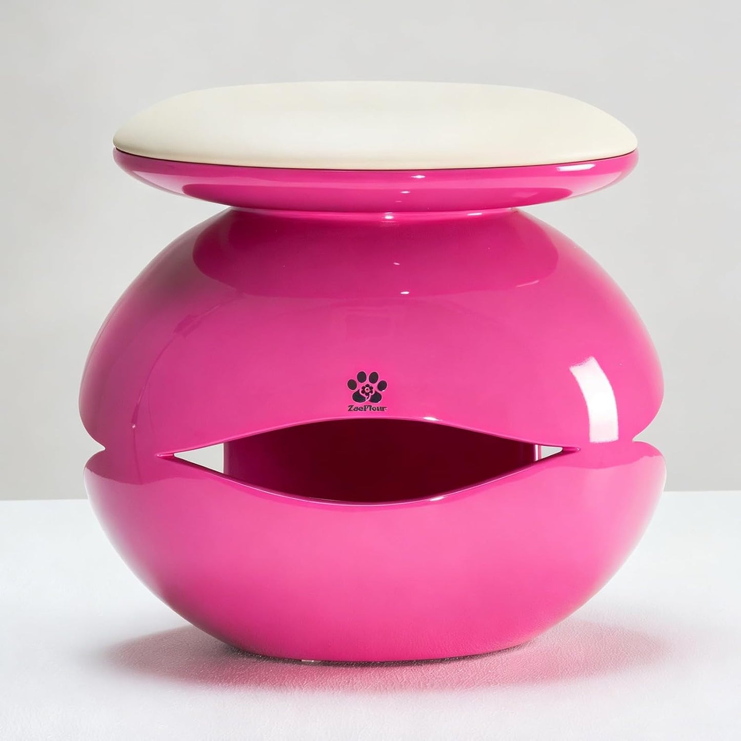 Fish-Shaped 2-in-1 Resin Cat Cave Nest, Pet Furniture Hideaway(Rose Red)