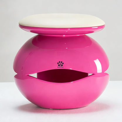 Fish-Shaped 2-in-1 Resin Cat Cave Nest, Pet Furniture Hideaway(Rose Red)