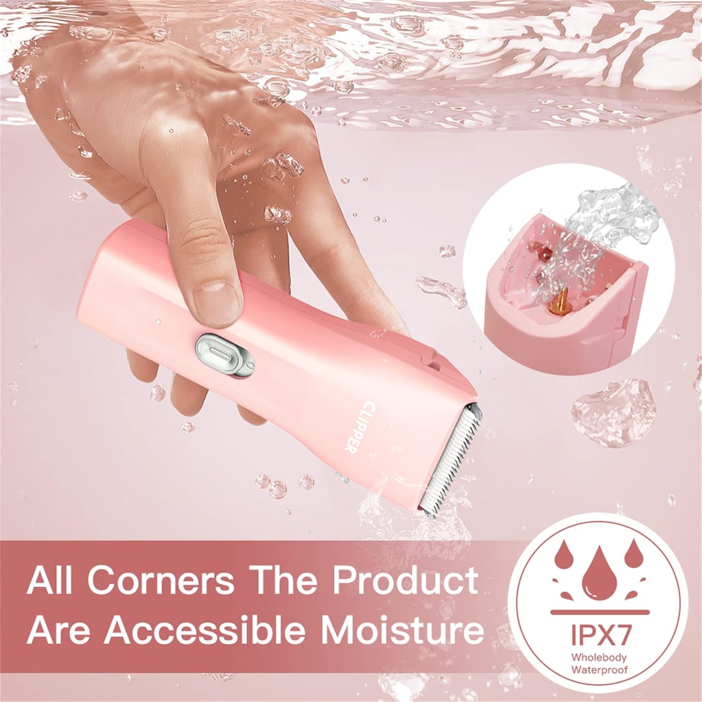 Dog Cat Home Hair Clipper Portable Electric Pet Grooming Kits,Pink,TS006