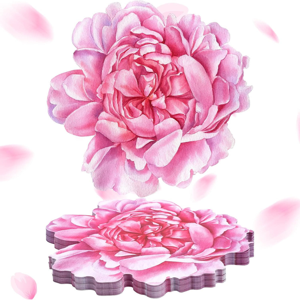 100 Pcs Peony Placemats Pink Floral Disposable Paper Place Mat Bulk